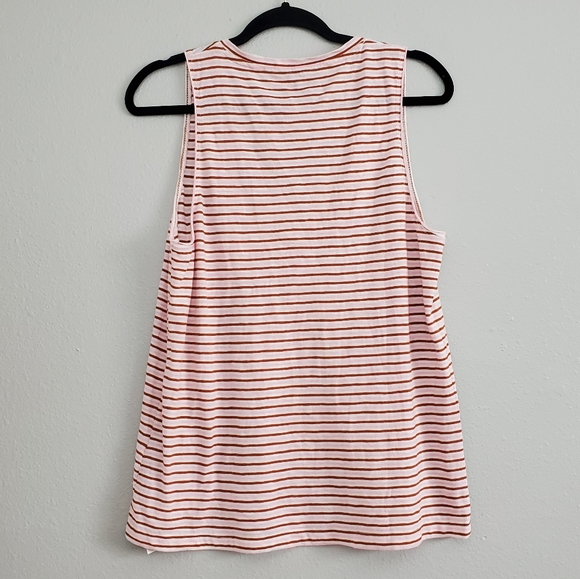 Madewell Greywood Red Pink Stripe Tank V-neck - Picture 3 of 6
